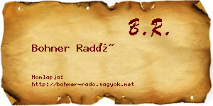 Bohner Radó névjegykártya